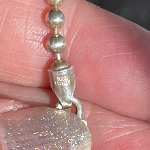 Vintage Unique Roman Glass and Opal Sterling Silver Necklace on Ball Chain - Picture 12 of 14